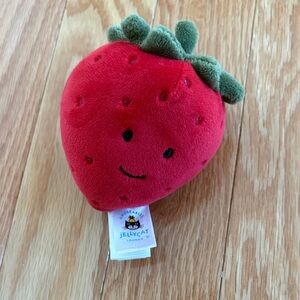 Jellycat Plush Strawberry Toy with Green Leaves